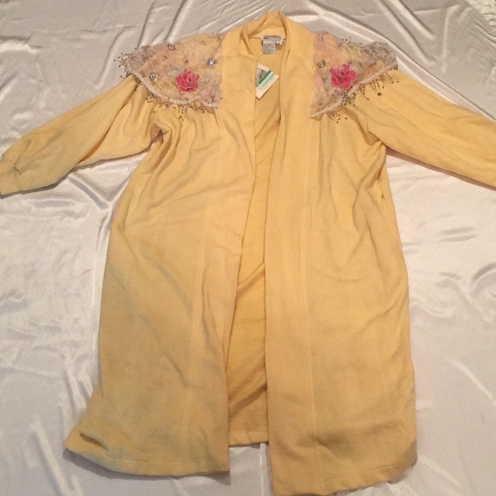 Vintage yellow long cardigan with embellishments